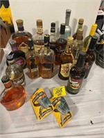 LARGE GROUP OF LIQUOR BOTTLES OF ALL KINDS - ALL