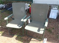 (2) Metal Frame Folding Lawn Chairs