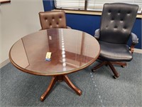 Round Conference table & 2 office chairs