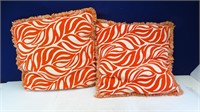 (2) Orange/White Throw Pillows