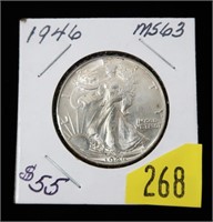 1946 Walking Liberty half dollar, gem BU