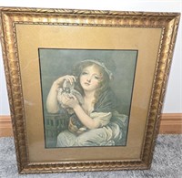 "Girl with the Doves" Framed Print-Unsigned