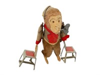Made in Japan Key Wind Up Monkey w Chairs