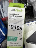 CELL CANDY CHARGE & SYNC CABLE RETAIL $20