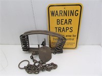 Vintage iron double coilspring bear trap with