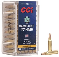 CCI 0052 Gamepoint  17 HMR 20 gr Jacketed Soft Poi