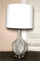 Unusual Bedside Lamp with Fabric Shade