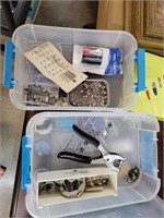 Plastic storage with sewing items
