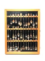 Collector Spoons in Wooden Wall Display Shelf