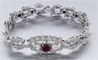18 Kt White Gold 6.75 Cts Diamond Ruby Bracelet