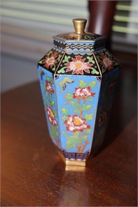 Chinese Cloisonne lidded jar