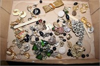 Flat of Jewelry, Large Broaches, Misc