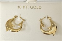 10K Gold Dolphin Earrings Set