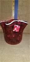 CRANBERRY VASE SIGNED ARNOLD LARSON