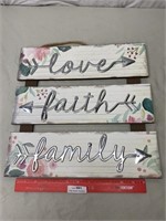 Hanging Love Faith Family Sign