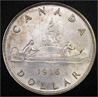 CANADIAN AU 1936 SILVER DOLLAR