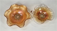 PAIR OF CARNIVAL GLASS DISHES