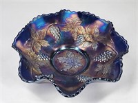 CARNIVAL GLASS GRAPE LEAF BOWL