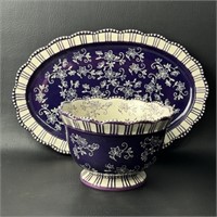 Temptations Floral Lace Bowl w/ Platter Eggplant