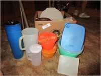 Box lot of plastic-pitcher, butter, measuring