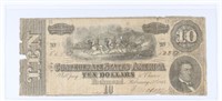 1864 $10 CONFEDERATE STATES OF AMERICA BANK NOTE