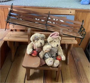 Wood Doll Benches (Largest 22" x 17") & Bears on