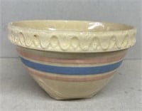 Stoneware bowl beige pink and blue