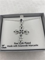 Box w/Fine Silver Plated Necklace Cross