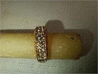 Gold Toned Ring with faceted clear stones