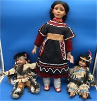 Nice Porcelain/Cloth Indian Dolls & Ty Beanies