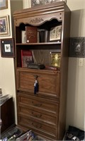 Wood secretary w/ bookshelf & 3 drawers