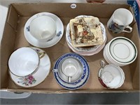 Tray Lot - Small Dishes, Cups And Saucers, Extra