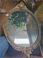 Vtg. Oval Wall Ornate Mirror