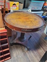 Vtg. Leather Top Table-29t x 30w