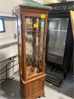 6FT TALL CARVED WOOD DISPLAY CASE W/ GLASS
