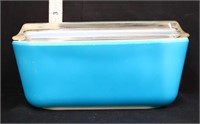 Vintage Pyrex 602B blue fridge dish w/ lid