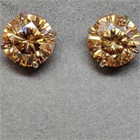 Certified 14K  Yellow Moissanite(4.5ct) Earrings