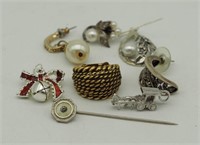 8 Vtg Sterling Silver Parts & Charms Assorted Lot