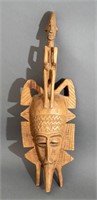 African Senufo Hand-Carved Wood Mask