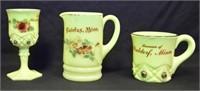 Custard Glass Souvenir: Cup, Cordial, Creamer