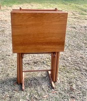 Solid Wood Folding Tray Table with Caddy
