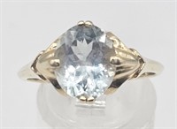 14K Gold Ring with Light Blue Gemstone
