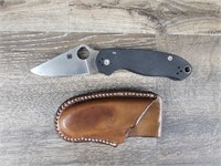 Sypderco Para 3 Knife with Leather Sheath