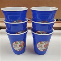 Double Wall Party Cups, Blue, 16 oz x 6