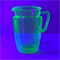 URANIUM GLASS WATER / JUICE PITCHER VINTAGE