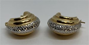 14KT Gold & Diamond Cut Illusion Earrings