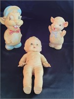 (3) Vintage Rubber Toys, incl 1 Doll
