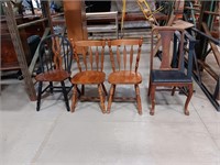 Four Wooden Chairs. 1)37x17.5x21. 2) 36x17.5x18