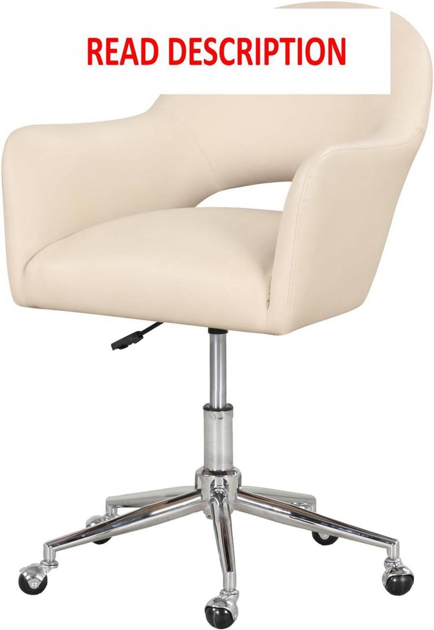 Home Office Chair  PU Leather  Cream with gold leg
