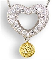Two-tone .40ct Clear & Yellow Topaz Heart Pendant